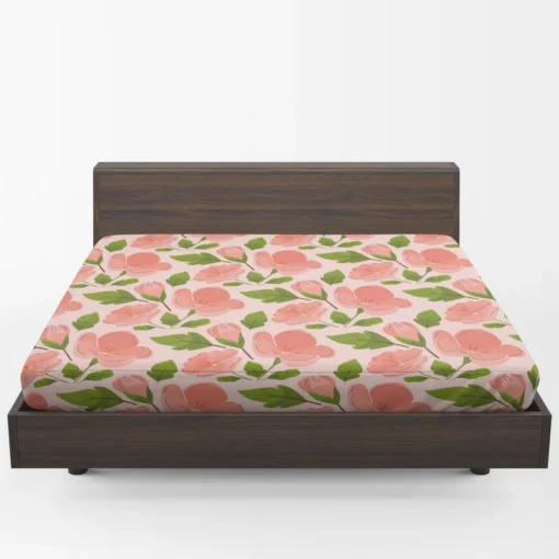 Peach Tones Floral Pattern Fitted Sheet 1