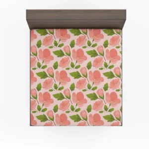 Peach Tones Floral Pattern Fitted Sheet