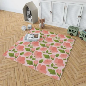 Peach Tones Floral Pattern Rug 1