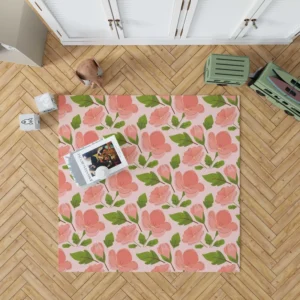 Peach Tones Floral Pattern Rug