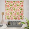 Peach Tones Floral Pattern Wall Tapestry