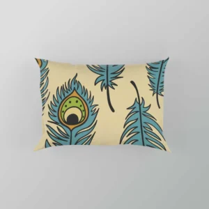 Peacock Feather Hand Drawn Design Pillow Case