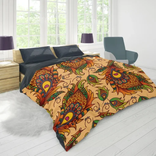 Peacock Feathers Oriental Style Duvet Cover 1