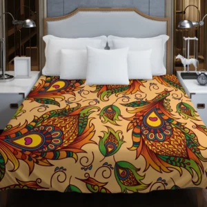 Peacock Feathers Oriental Style Duvet Cover