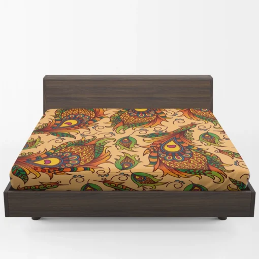 Peacock Feathers Oriental Style Fitted Sheet 1