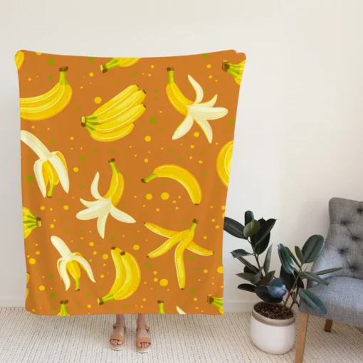 Peeled Banana With Bananas Fleece Blanket