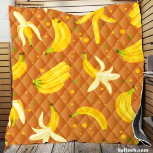 Peeled Banana With Bananas Quilt Blanket