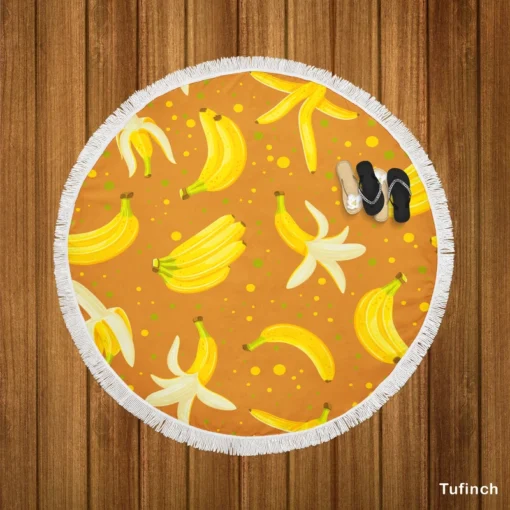 Peeled Banana With Bananas Round Beach Towel