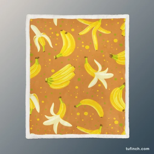 Peeled Banana With Bananas Sherpa Fleece Blanket 1