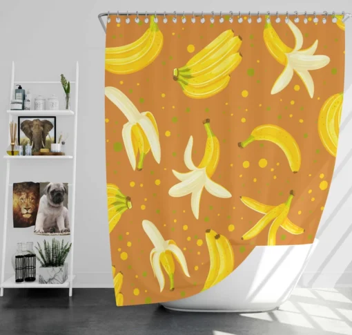 Peeled Banana With Bananas Shower Curtain