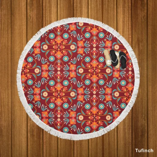 Persian Ethnic Design Round Beach Towel