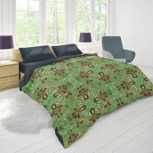 Persian Green Pattern Design Duvet Cover 1