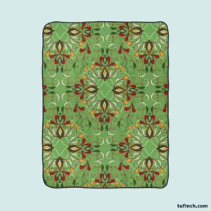 Persian Green Pattern Design Fleece Blanket 1