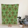 Persian Green Pattern Design Fleece Blanket