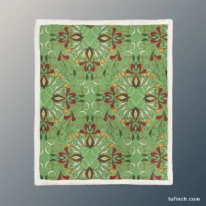 Persian Green Pattern Design Sherpa Fleece Blanket 1