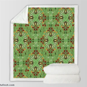 Persian Green Pattern Design Sherpa Fleece Blanket