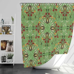 Persian Green Pattern Design Shower Curtain