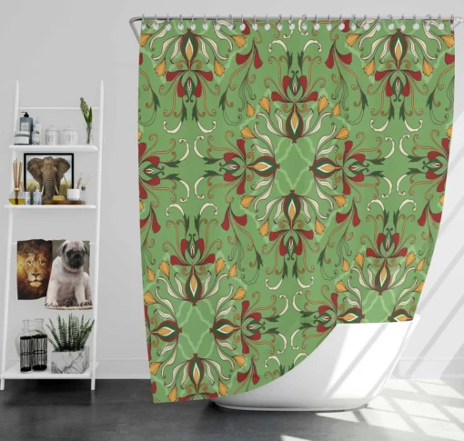 Persian Green Pattern Design Shower Curtain