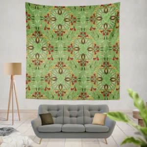 Persian Green Pattern Design Wall Tapestry