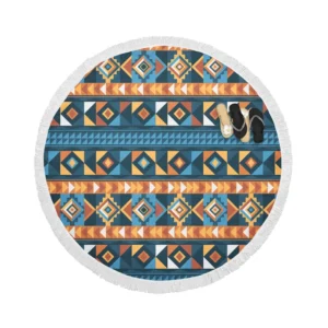 Peruvian Flat Design Pattern Illustration Round Beach Towel