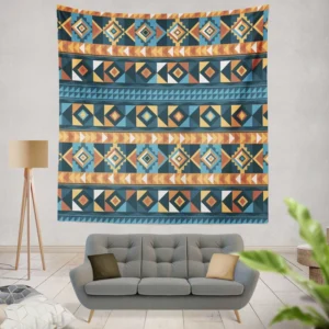 Peruvian Flat Design Pattern Illustration Wall Tapestry