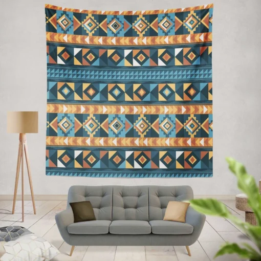 Peruvian Flat Design Pattern Illustration Wall Tapestry