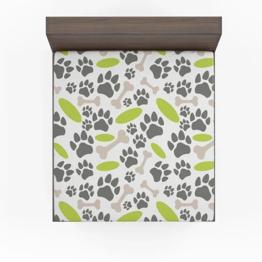 Pet Paws Footprints Design Fitted Sheet