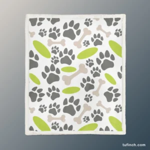 Pet Paws Footprints Design Sherpa Fleece Blanket 1