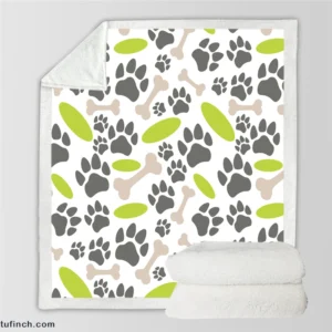 Pet Paws Footprints Design Sherpa Fleece Blanket