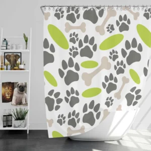 Pet Paws Footprints Design Shower Curtain