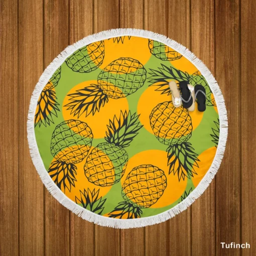 Pineapple Printed Pattern Round Beach Towel