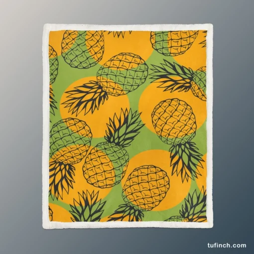 Pineapple Printed Pattern Sherpa Fleece Blanket 1