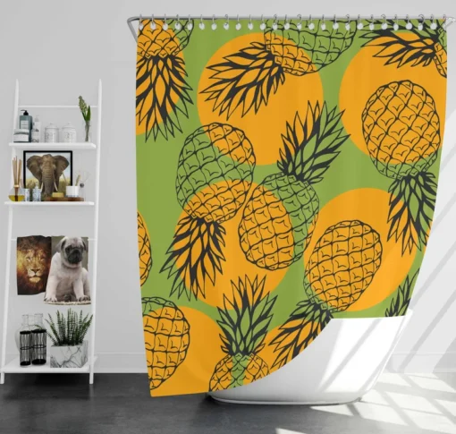 Pineapple Printed Pattern Shower Curtain