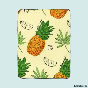 Pineapple Slice Leave Pattern Fleece Blanket 1