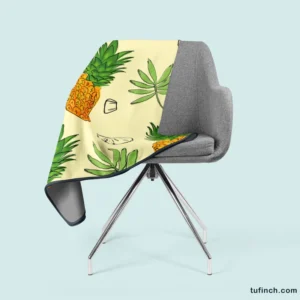 Pineapple Slice Leave Pattern Fleece Blanket 2