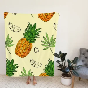 Pineapple Slice Leave Pattern Fleece Blanket