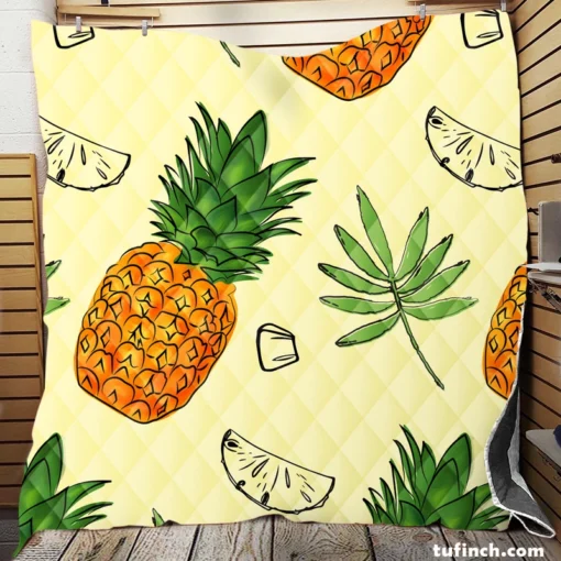 Pineapple Slice Leave Pattern Quilt Blanket