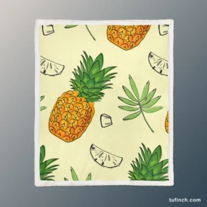 Pineapple Slice Leave Pattern Sherpa Fleece Blanket 1