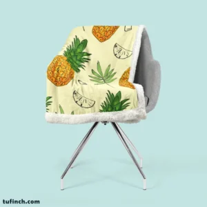 Pineapple Slice Leave Pattern Sherpa Fleece Blanket 2