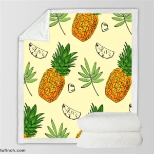 Pineapple Slice Leave Pattern Sherpa Fleece Blanket