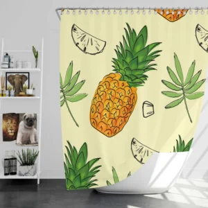 Pineapple Slice Leave Pattern Shower Curtain