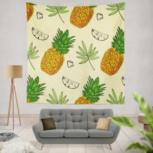 Pineapple Slice Leave Pattern Wall Tapestry