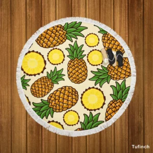 Pineapple Tropical Pattern Design Round Beach Towel