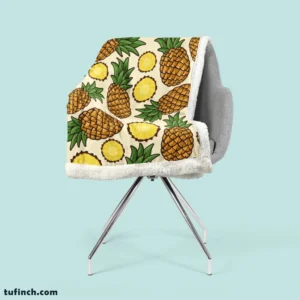 Pineapple Tropical Pattern Design Sherpa Fleece Blanket 2