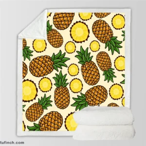 Pineapple Tropical Pattern Design Sherpa Fleece Blanket