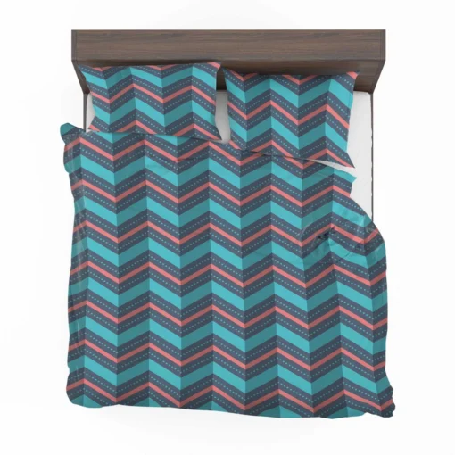 Pink And Blue Retro Chevron Bedding Set 2