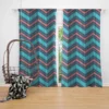 Pink And Blue Retro Chevron Curtain