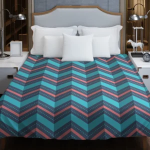 Pink And Blue Retro Chevron Duvet Cover