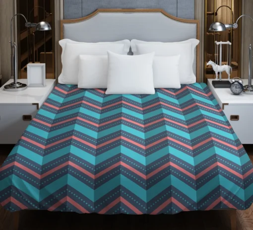 Pink And Blue Retro Chevron Duvet Cover