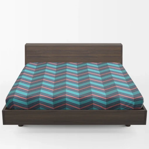 Pink And Blue Retro Chevron Fitted Sheet 1